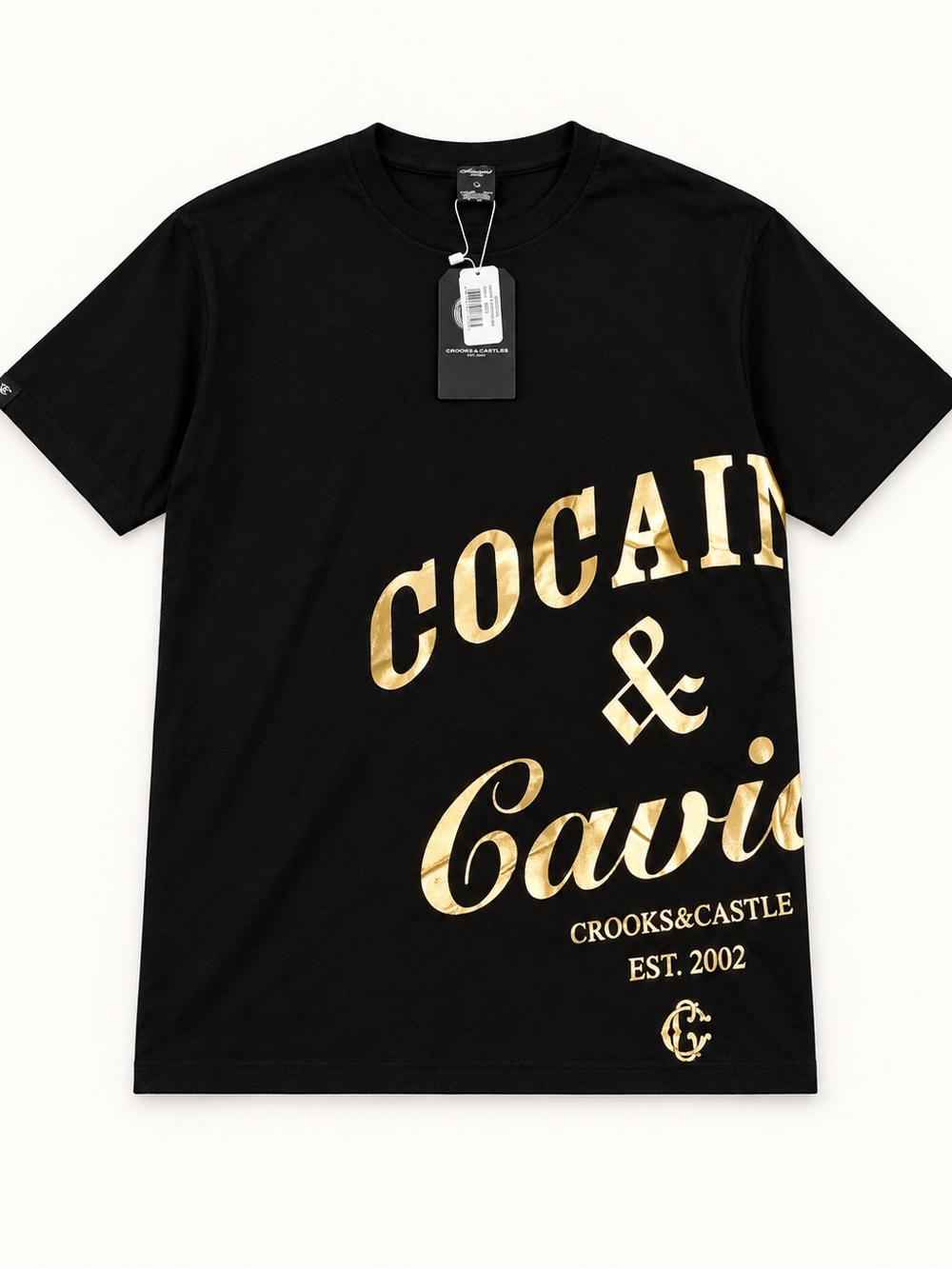Crooks & Castles Black T-Shirt with Gold Foil Script